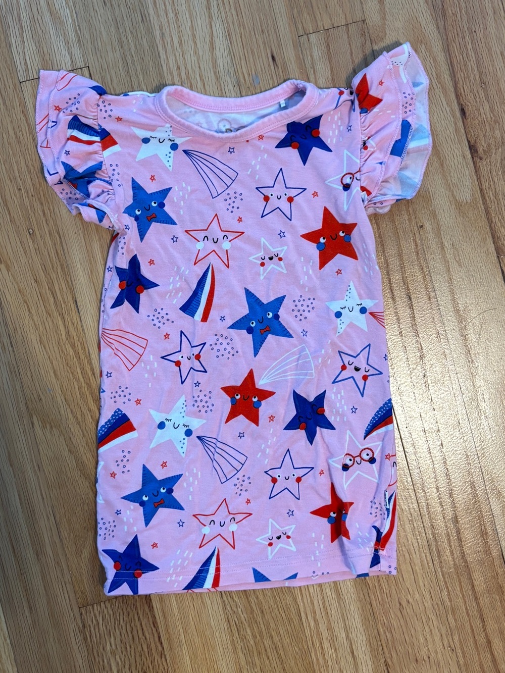 Little Sleepies Pink Star Print Short Sleeve Top